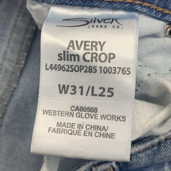Silver Jeans Avery Slim Crop Size 31 Stretch Medium wash denim distressed NWOT - Picture 7 of 14